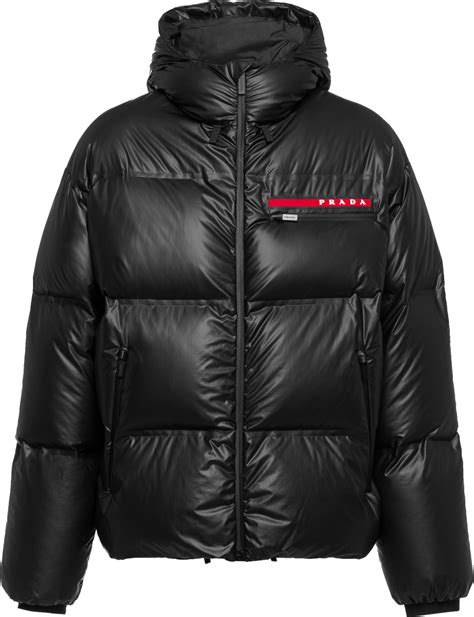 prada black puffer jacket mens|prada linea rossa puffer jacket.